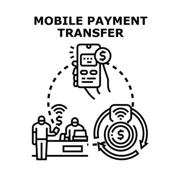 Mobile payment transfer performing secure digital transactions Stock Illustration