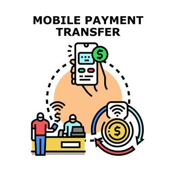 Mobile payment transfer performing secure digital transactions Stock Illustration