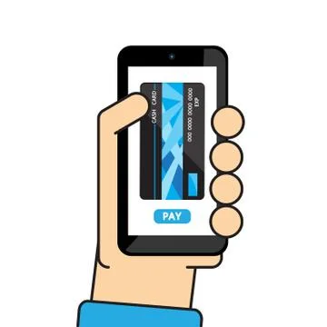 Mobile payment vector cartoon design for business finance. Stock Illustration