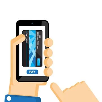 Mobile payment vector cartoon design for business finance. Stock Illustration