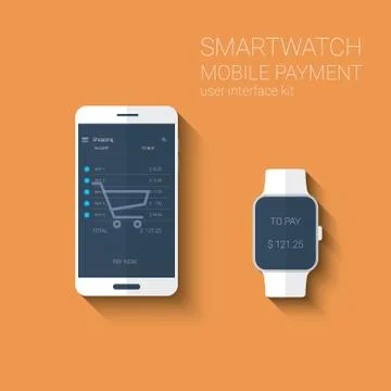 Mobile payments application graphic user interface. NFC technology concept for Stock Illustration