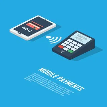 Mobile payments concept infographics presentation. Smartphone with nfc Stock Illustration