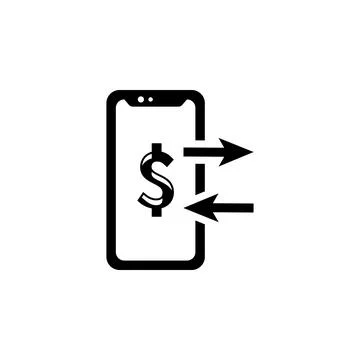 Mobile Payments, Money Transfer via Smartphone Solid Flat Vector Icon Isolate Stock Illustration