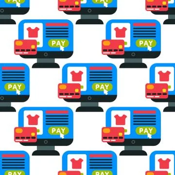 Mobile payments seamless pattern background vector smartphone transaction Illustrazione stock