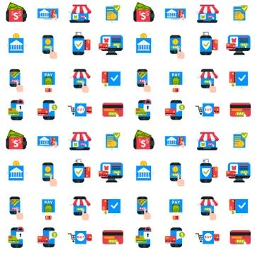 Mobile payments seamless pattern background vector smartphone transaction Illustrazione stock
