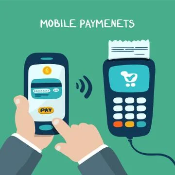 Mobile payments with terminal Stock Illustration