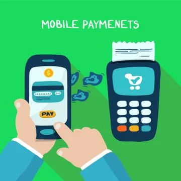 Mobile payments with wireless terminal Stock Illustration