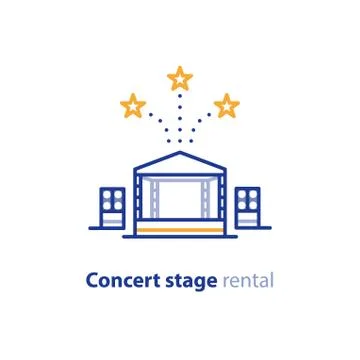 Mobile performance stage, portable podium, entertainment event services Ilustração Stock