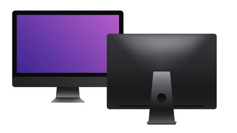 Mobile Personal Computer. Front and Rear view, new Model 2020. Realistic Mockup Stock Illustration