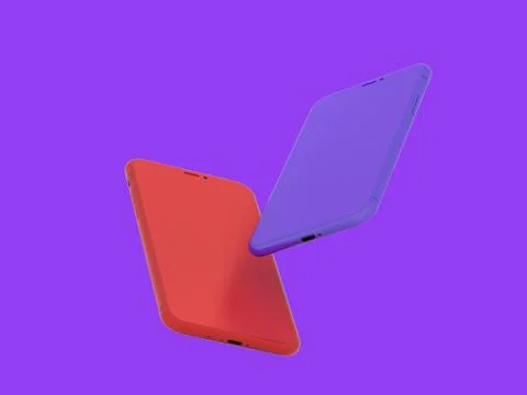Mobile Phone 3D Render on Purple Background Stock Illustration