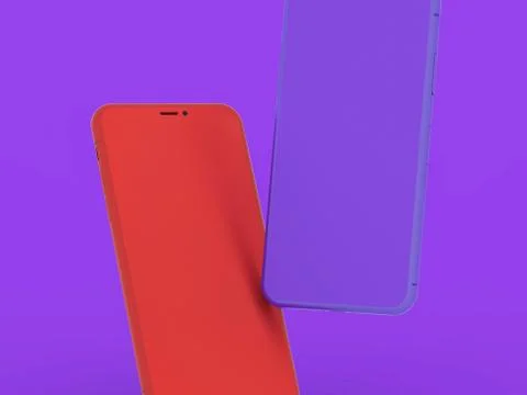 Mobile Phone 3D Render on Purple Background Stock Illustration