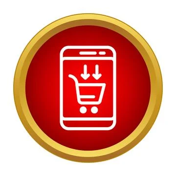 Mobile phone adding products to shopping cart icon Stock Illustration