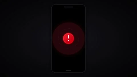 Mobile phone alert notification with pulsing red warning and system error s.. Stock Footage 344855576