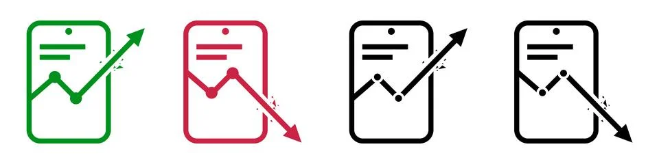Mobile phone analysis app store growth and fall Stock Illustration