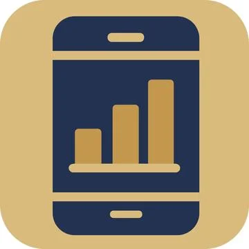 Mobile phone analytics bar chart icon Stock Illustration