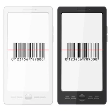 Mobile phone and barcode 库存插图