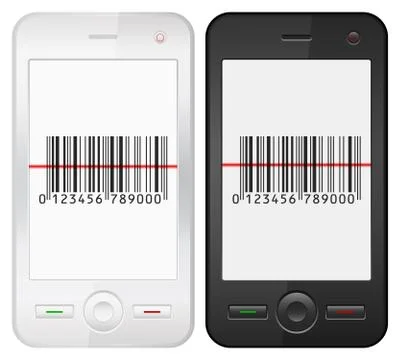 Mobile phone and barcode Stockillustratie