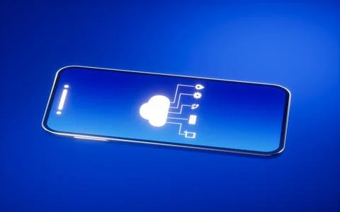 Mobile phone and cloud computing, 3d rendering. Stock Illustration