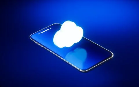 Mobile phone and cloud computing, 3d rendering. Stock Illustration