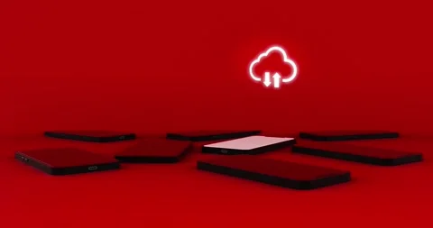 Mobile Phone and cloud icon. Cloud database concept. 3D illustration. Motion Stock Footage 240482997