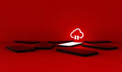 Mobile Phone and cloud icon. Cloud database concept. 3D illustration. Stock Illustration