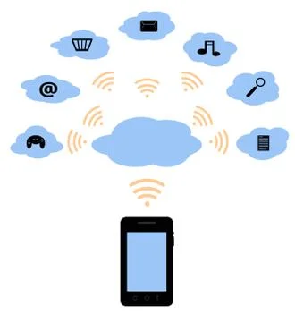 Mobile phone and the cloud Stock Illustration