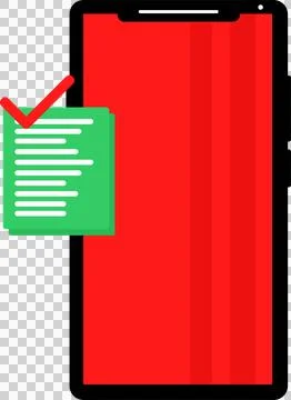 Mobile phone and document icon with check mark Stock Illustration