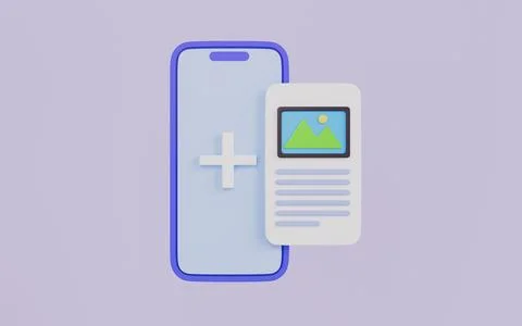 Mobile Phone and Document with Plus Sign Symbolizing Healthcare Stock Illustration