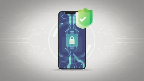 Mobile phone and information technology data security concept Stock Footage 282192414