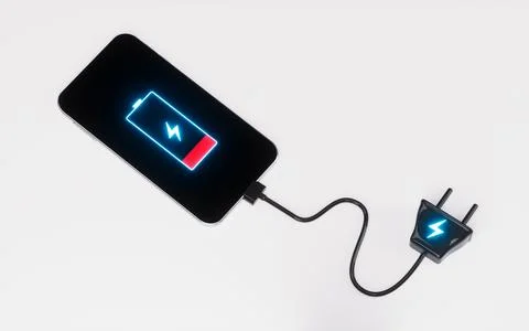 Mobile phone and live socket, 3d rendering. Stock Photos