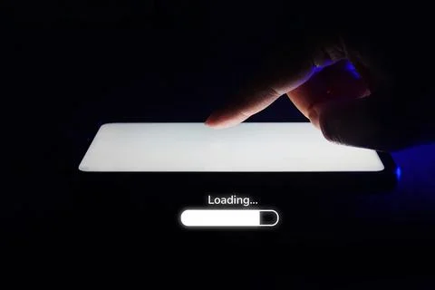 Mobile Phone and loading icon Isolated on dark background. Stock Illustration