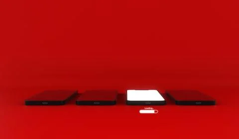 Mobile Phone and loading icon. Different concept. 3D illustration. Stock Illustration