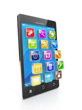Mobile phone and mobile group of icons. create applications for mobile phones Stock Illustration