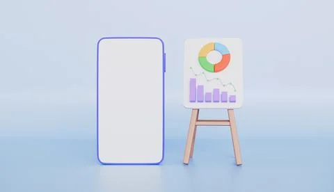 Mobile phone and Office presentation board 3d illustration Stock Illustration