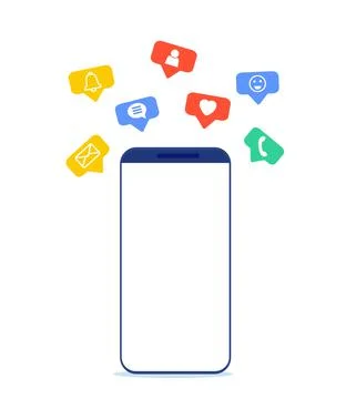 Mobile phone and push notification Stock Illustration