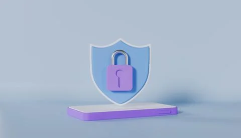 Mobile phone and shield, Security of private information Stock Illustration
