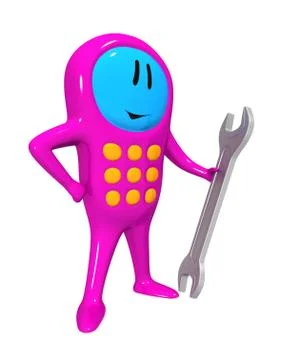 Mobile phone and spanner Stock Illustration