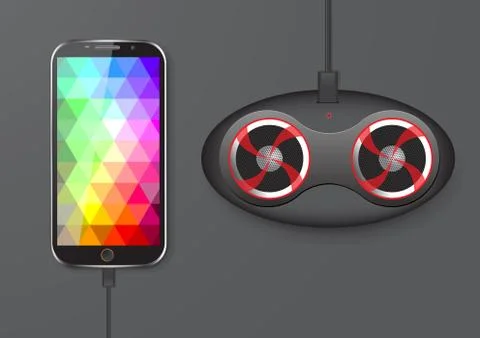 Mobile Phone and Speaker - Vector Illustration Stock Illustration
