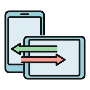 Mobile phone and tablet data transferring icon Stock Illustration