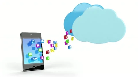 Mobile phone app cloud sync concept Video stock 11414079