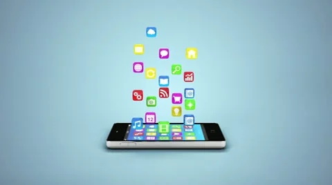 Mobile phone app cloud sync concept Video stock 11414102