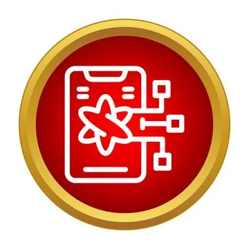 Mobile phone app connection networking technology icon on red 库存插图