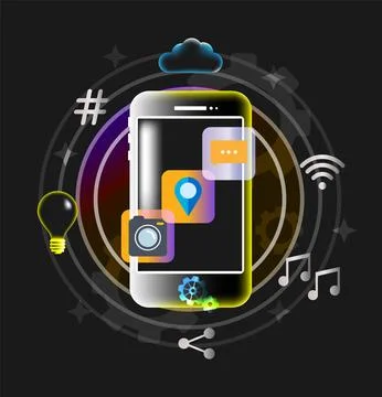 Mobile phone app development 3d vector design Illustrazione stock