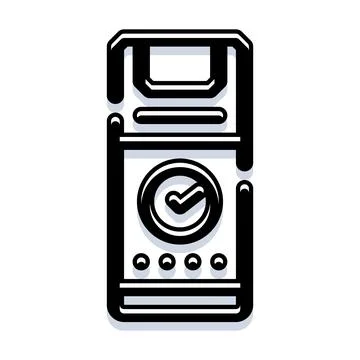 Mobile phone app displaying successful confirmation checkmark Stock Illustration