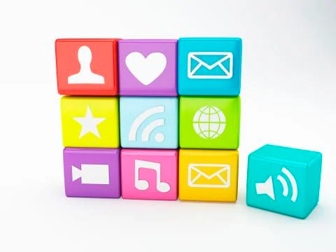 Mobile phone app icon. software concept Illustrazione stock