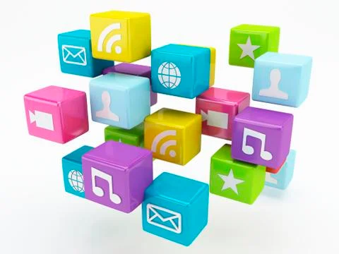 Mobile phone app icon. software concept Illustrazione stock