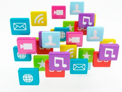 Mobile phone app icon. software concept Stock Illustration