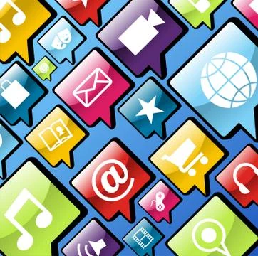 Mobile phone app icons background Illustrazione stock