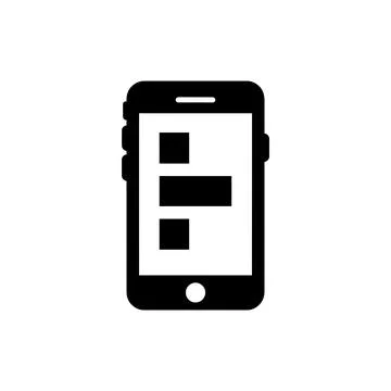 Mobile phone with app interface blocks remote work UI icon Illustrazione stock