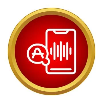 Mobile phone app translating voice speech audio icon Stock Illustration
